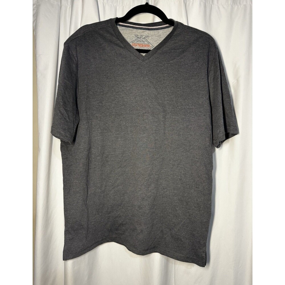 Weatherproof Vintage Dark Navy Cotton Blend Jersey V-Neck Logo T-Shirt L